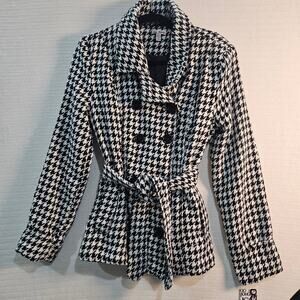 Bogo Black White Checkered Pea Coat Jacket Junior's Large NWT Y2K